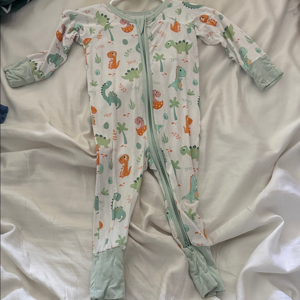 Dinosaur Print Double Zip Convertible Romper